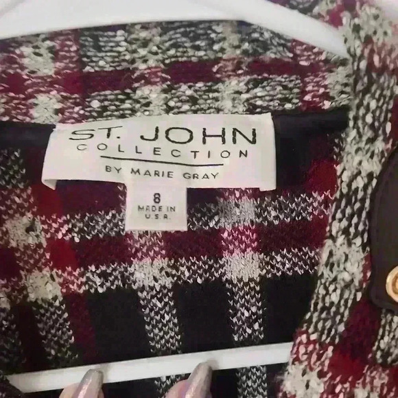 Vintage. John Collection - Red & Brown Plaid Moto Jacket - Picture 4 of 6